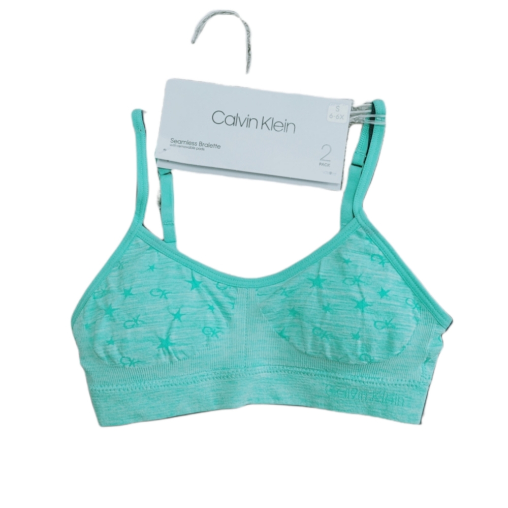 CALVIN KLEIN 2 Pack Seamless Bralette With Removable Pads Size S (6-6X)